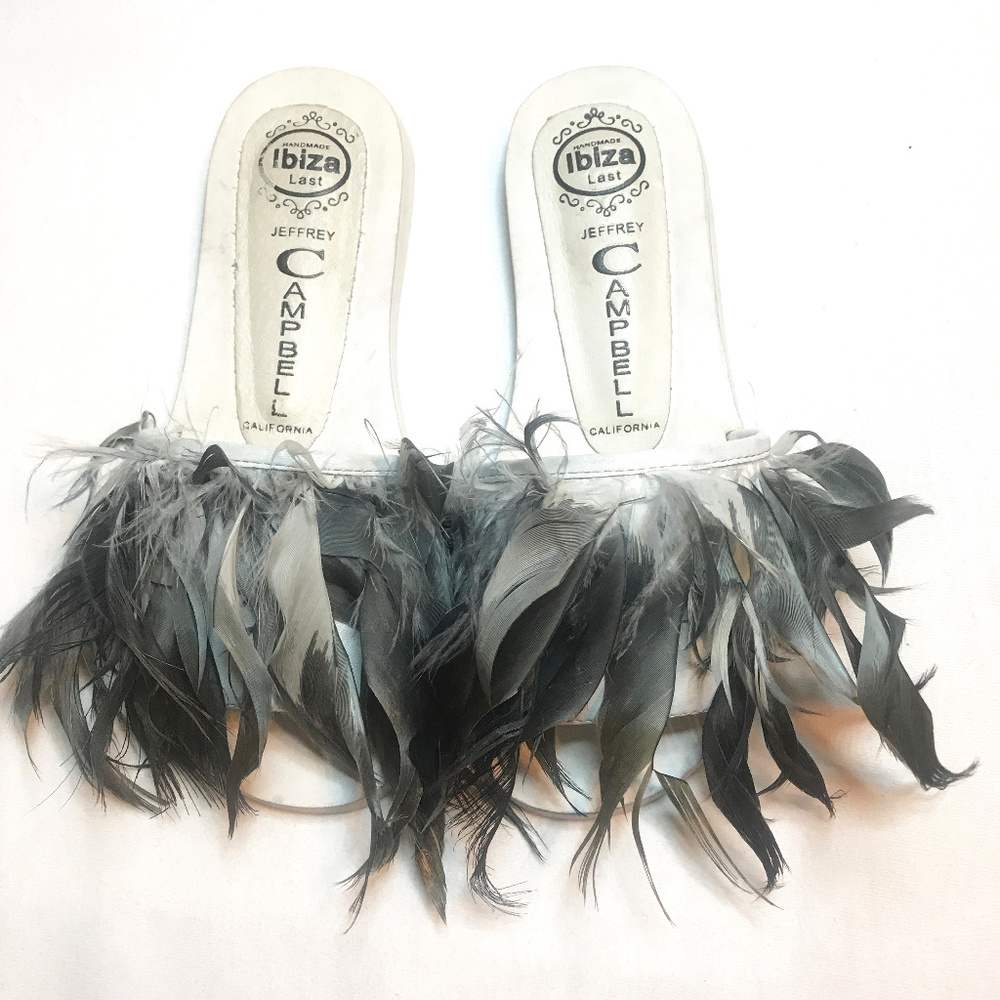 New Jeffrey Campbell rooster feather slides/sandal - Picture 2 of 5